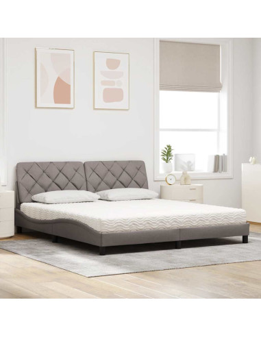 Letto con Materasso Tortora 180x200 cm in Tessuto