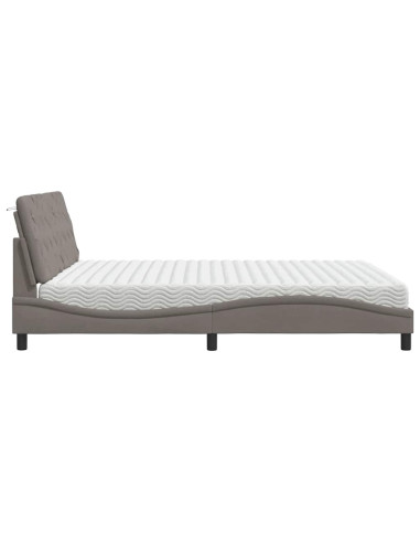 Letto con Materasso Tortora 180x200 cm in Tessuto