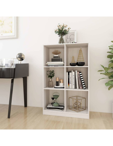 Libreria Bianca 70x33x110 cm in Legno Massello di Pino