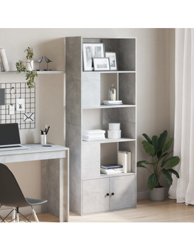Libreria Grigio Cemento 70x36x189 cm in Legno Multistrato