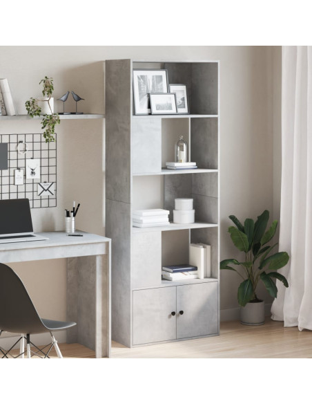 Libreria Grigio Cemento 70x36x189 cm in Legno Multistrato