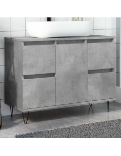 Armadietto da Bagno Grigio Cemento 80x33x60cm in Truciolato