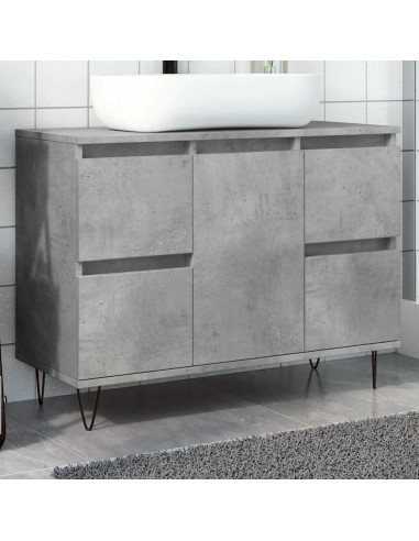 Armadietto da Bagno Grigio Cemento 80x33x60cm in Truciolato