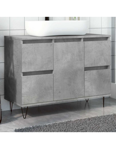 Armadietto da Bagno Grigio Cemento 80x33x60cm in Truciolato