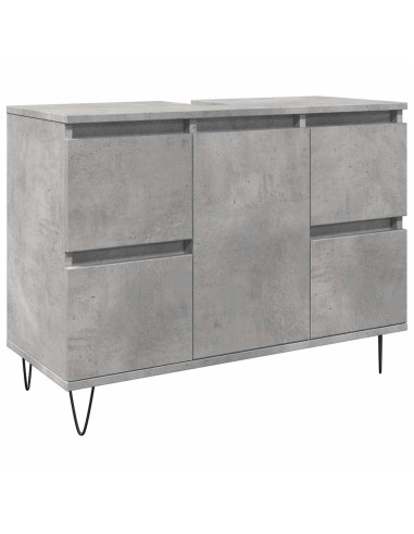 Armadietto da Bagno Grigio Cemento 80x33x60cm in Truciolato