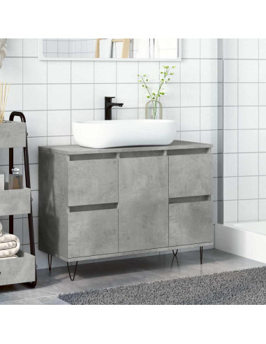 Armadietto da Bagno Grigio Cemento 80x33x60cm in Truciolato