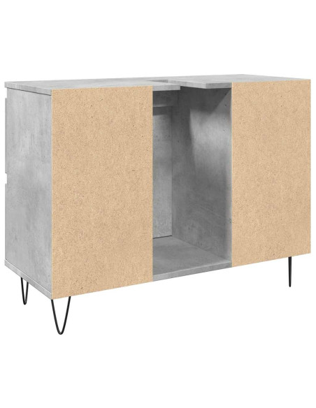 Armadietto da Bagno Grigio Cemento 80x33x60cm in Truciolato