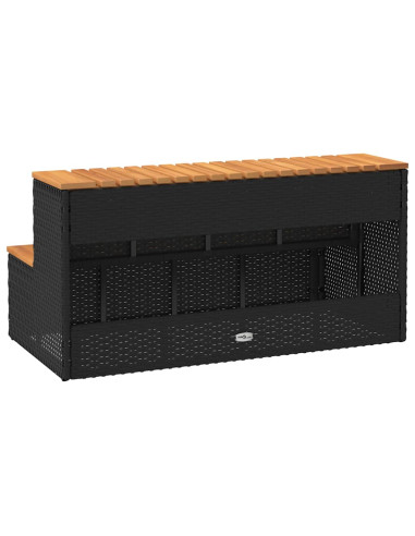 Bordo per Vasca Idromassaggio Nero Polyrattan&Massello Acacia