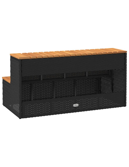 Bordo per Vasca Idromassaggio Nero Polyrattan&Massello Acacia