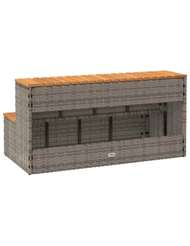 Bordo per Vasca Idromassaggio Grigio Polyrattan&Massello Acacia