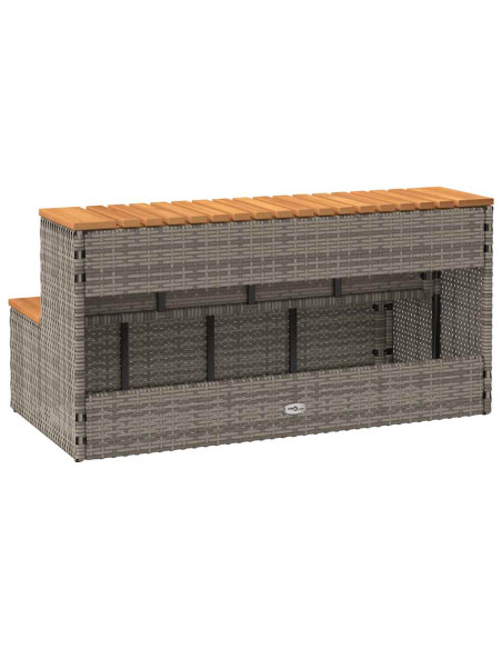 Bordo per Vasca Idromassaggio Grigio Polyrattan&Massello Acacia