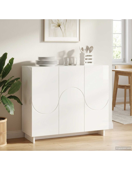 Credenza Bianco Lucido 85,5 x 31 x 75 cm Legno ingegnerizzato