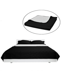 Copriletto Trapuntato a Doppia Faccia Nero/Bianco 170 x 210