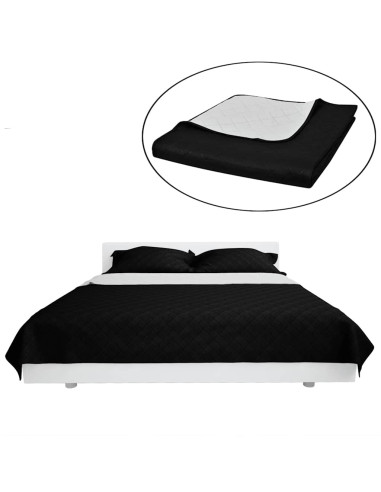 Copriletto Trapuntato a Doppia Faccia Nero/Bianco 170 x 210
