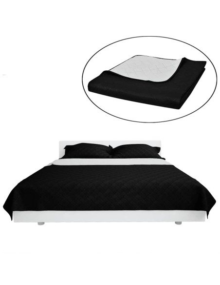 Copriletto Trapuntato a Doppia Faccia Nero/Bianco 170 x 210