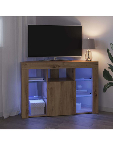 Mobile TV LED Angolare Rovere artigianale 100x40x68cm