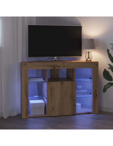 Mobile TV LED Angolare Rovere artigianale 100x40x68cm