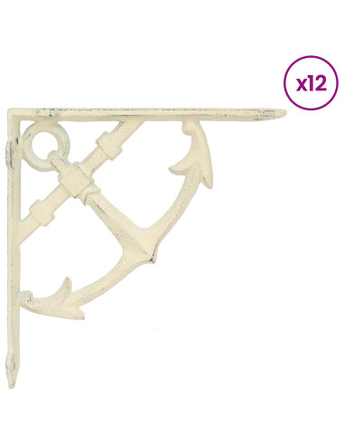 Supporti per mensole da parete 12 pz Bianco Antico