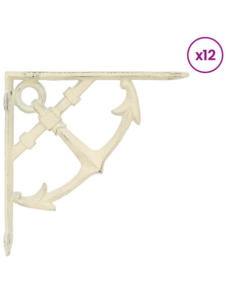 Supporti per mensole da parete 12 pz Bianco Antico