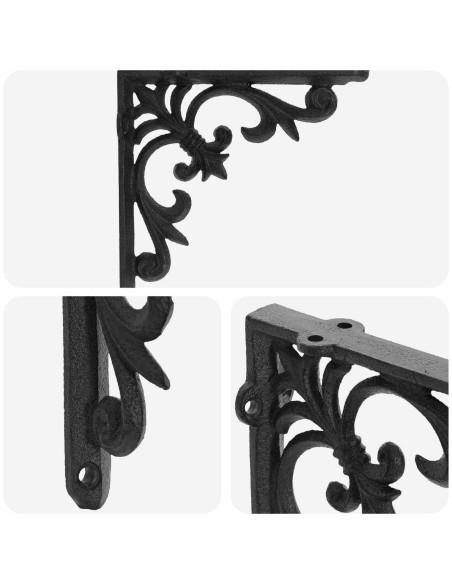 Supporti per mensole da parete 2 pz Nero 21.5 x 21.5 x 3.5 cm