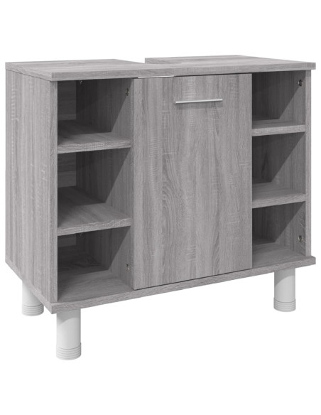 Set Mobili da Bagno 3 pz Grigio Sonoma in Legno Multistrato
