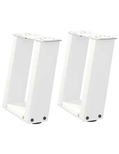 Gambe per Tavolino da Caffè a Forma di U 2 pz Bianche 30x(30-31) cm Acciaio
