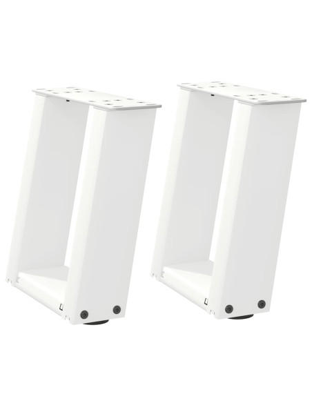 Gambe per Tavolino da Caffè a Forma di U 2 pz Bianche 30x(30-31) cm Acciaio