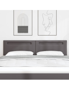 Testiera LED Grigio 180 cm Pelle Sintetica