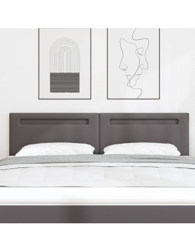 Testiera LED Grigio 180 cm Pelle Sintetica