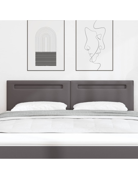Testiera LED Grigio 180 cm Pelle Sintetica