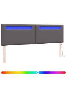 Testiera LED Grigio 180 cm Pelle Sintetica 2