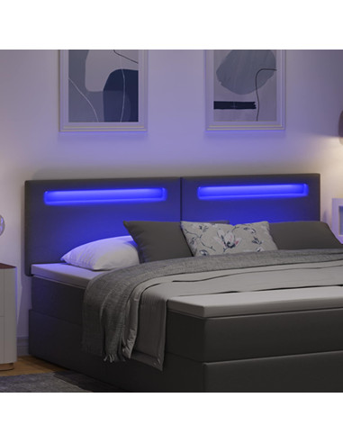 Testiera LED Grigio 180 cm Pelle Sintetica
