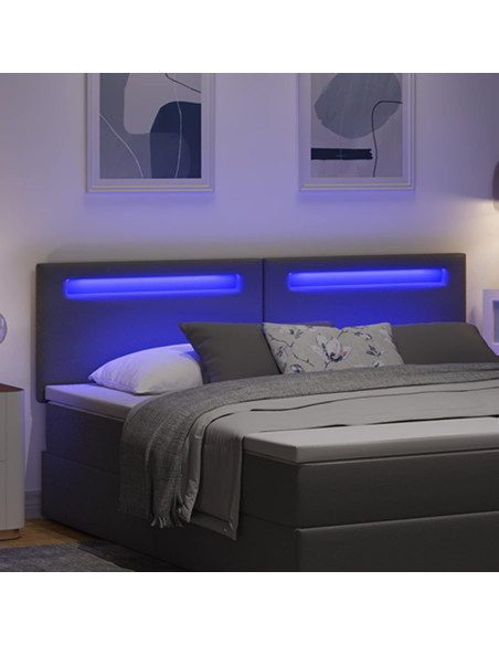 Testiera LED Grigio 180 cm Pelle Sintetica