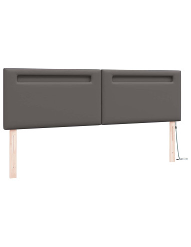 Testiera LED Grigio 180 cm Pelle Sintetica