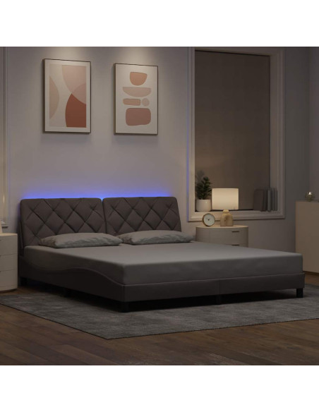Giroletto con LED senza Materasso Tortora 180x200 cm in Tessuto