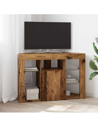 Mobile TV LED Angolare 100x40x68cm Legno vecchio