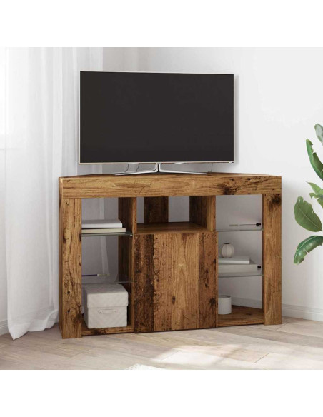 Mobile TV LED Angolare 100x40x68cm Legno vecchio