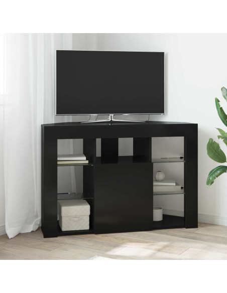 Mobile TV LED Angolare 100x40x68cm Nero Legno ingegnerizzato