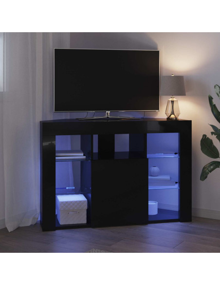 Mobile TV LED Angolare 100x40x68cm Nero Legno ingegnerizzato