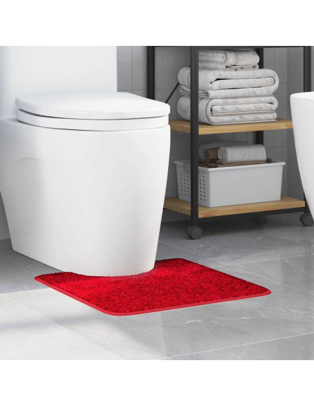 Tappeto Antiscivolo per Bagno con Taglio per Toilette Rosso PP