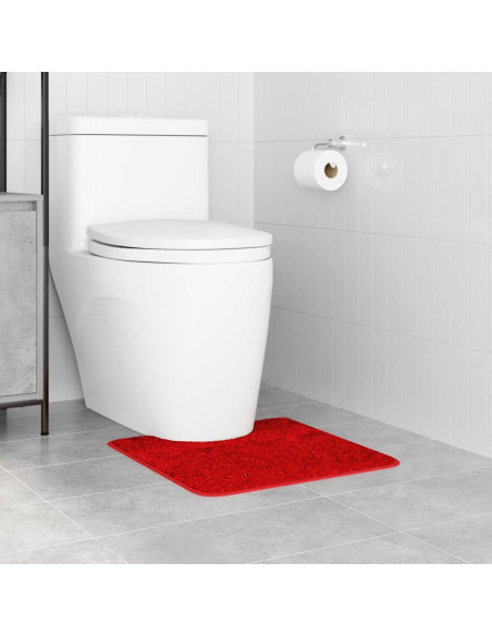 Tappeto Antiscivolo per Bagno con Taglio per Toilette Rosso PP