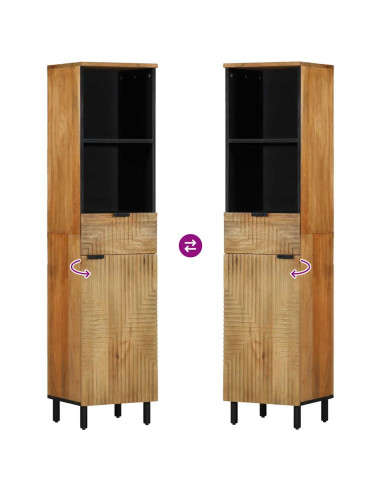 Mobile da Bagno Marrone 38x33x160 cm in Legno Massello di Mango