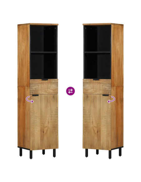 Mobile da Bagno Marrone 38x33x160 cm in Legno Massello di Mango