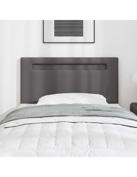 Testiera LED Grigio 100 cm Pelle Sintetica