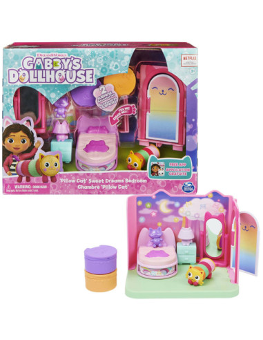 Gabby's Dollhouse , La camera da letto di Cuscigatta, mini playset stanze della casa, giochi per bambini dai 3 anni in su