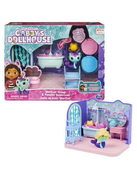 Gabby's Dollhouse , La sala da bagno di Siregatta, mini playset stanze della casa, giochi per bambini dai 3 anni in su