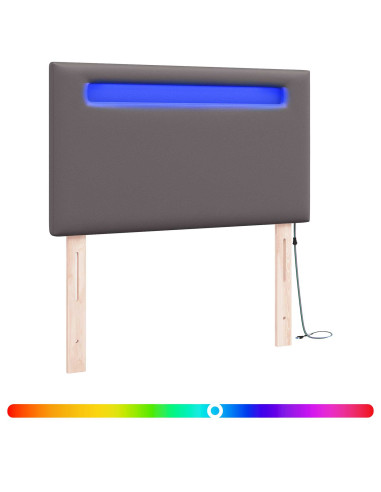 Testiera LED Grigio 100 cm Pelle Sintetica