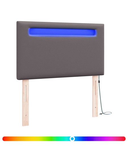 Testiera LED Grigio 100 cm Pelle Sintetica