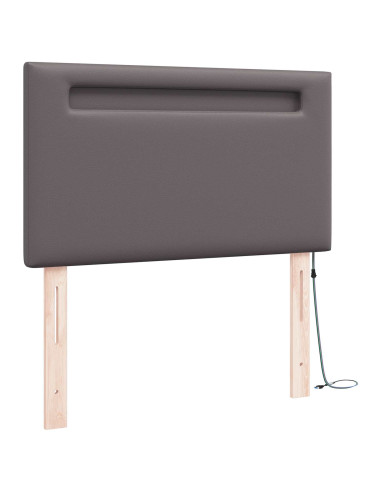 Testiera LED Grigio 100 cm Pelle Sintetica