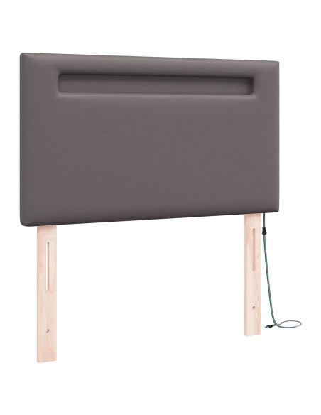 Testiera LED Grigio 100 cm Pelle Sintetica